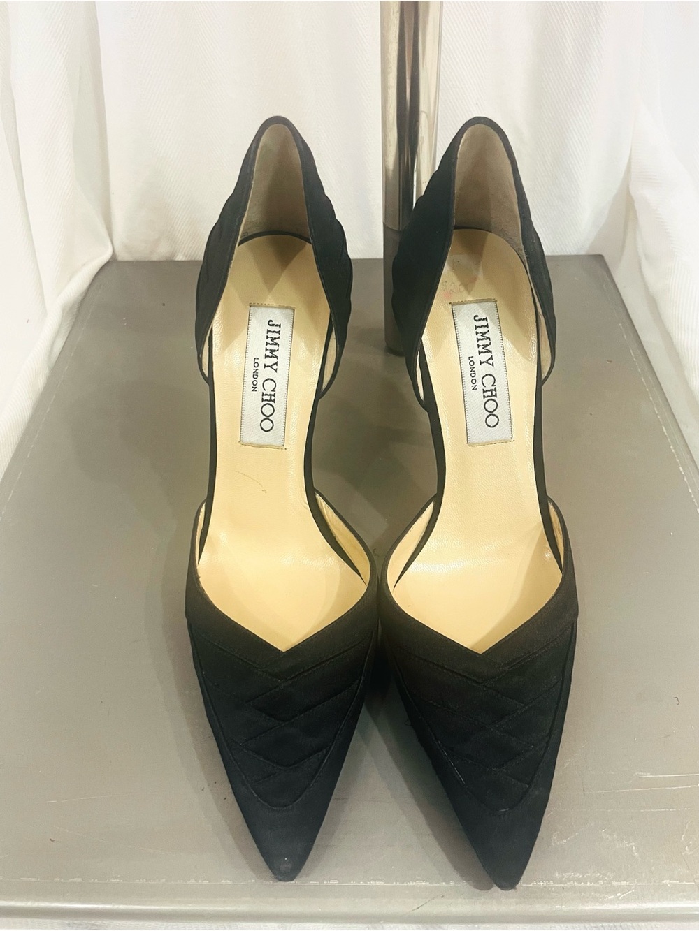 Jimmy Choo Black Pointed D'Orsay Suede Pumps